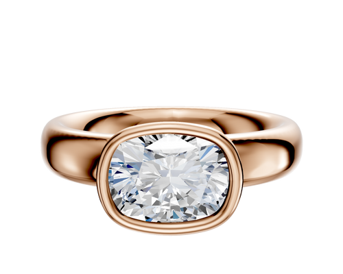 14K Rose Gold Bezel Full Bezel East/West Classic Dome 4.0mm Engagement Ring