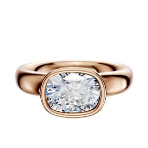 14K Rose Gold Bezel Full Bezel East/West Classic Dome 4.0mm Engagement Ring