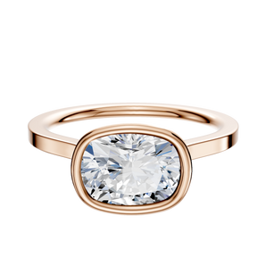 14K Rose Gold Bezel Full Bezel East/West Cathedral Flat 1.5mm Engagement Ring