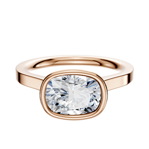 14K Rose Gold Bezel Full Bezel East/West Cathedral Flat 2.0mm Engagement Ring