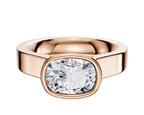 14K Rose Gold Bezel Full Bezel East/West Cathedral Flat 4.0mm Engagement Ring