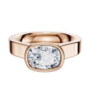 14K Rose Gold Bezel Full Bezel East/West Cathedral Flat 4.0mm Engagement Ring