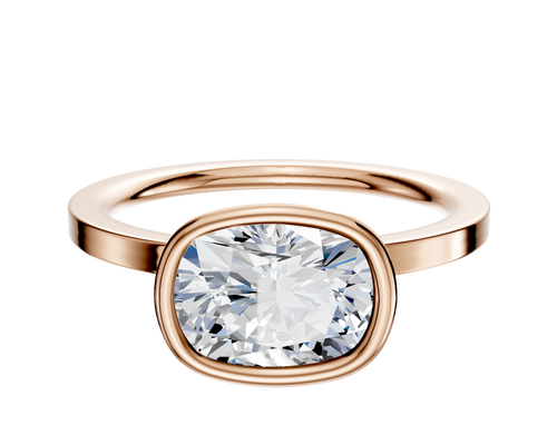 14K Rose Gold Bezel Full Bezel East/West Classic Flat 1.5mm Engagement Ring