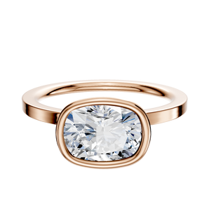 14K Rose Gold Bezel Full Bezel East/West Classic Flat 1.5mm Engagement Ring