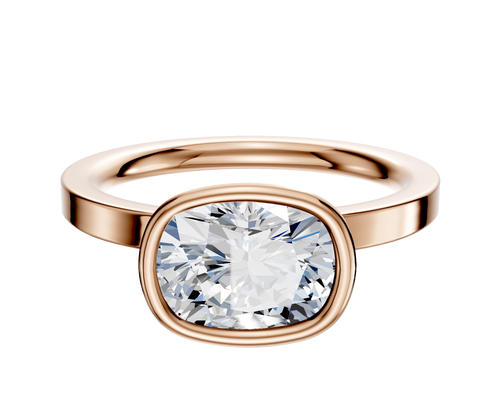 14K Rose Gold Bezel Full Bezel East/West Classic Flat 2.0mm Engagement Ring