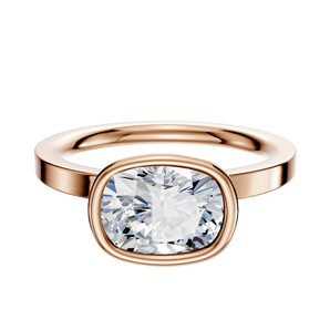 14K Rose Gold Bezel Full Bezel East/West Classic Flat 2.0mm Engagement Ring