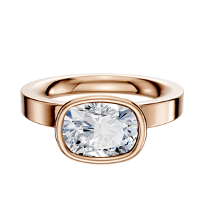 14K Rose Gold Bezel Full Bezel East/West Classic Flat 3.0mm Engagement Ring