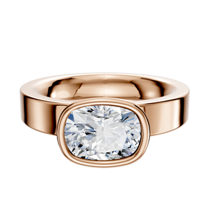 14K Rose Gold Bezel Full Bezel East/West Classic Flat 4.0mm Engagement Ring