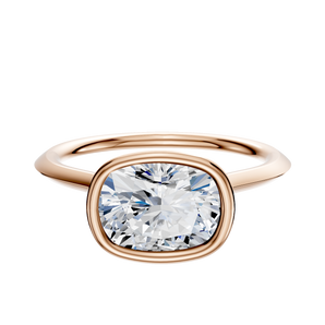 14K Rose Gold Bezel Full Bezel East/West Cathedral Knife Edge 1.5mm Engagement Ring