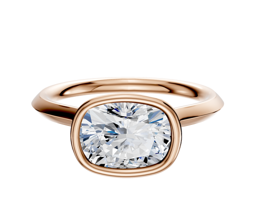 14K Rose Gold Bezel Full Bezel East/West Cathedral Knife Edge 2.0mm Engagement Ring