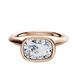 14K Rose Gold Bezel Full Bezel East/West Cathedral Knife Edge 2.0mm Engagement Ring