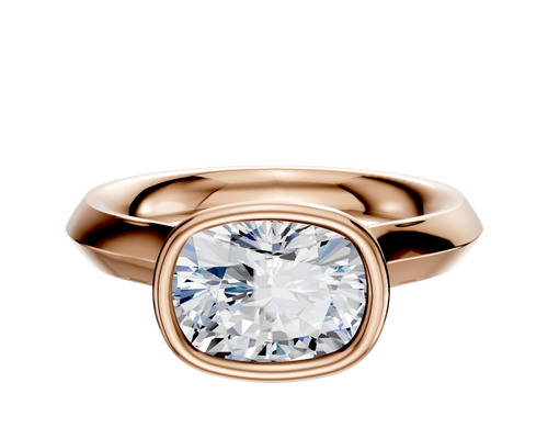 14K Rose Gold Bezel Full Bezel East/West Cathedral Knife Edge 3.0mm Engagement Ring