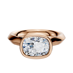 14K Rose Gold Bezel Full Bezel East/West Cathedral Knife Edge 3.0mm Engagement Ring