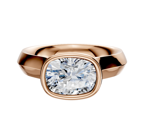 14K Rose Gold Bezel Full Bezel East/West Cathedral Knife Edge 4.0mm Engagement Ring