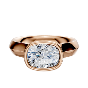 14K Rose Gold Bezel Full Bezel East/West Cathedral Knife Edge 4.0mm Engagement Ring