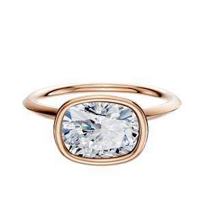 14K Rose Gold Bezel Full Bezel East/West Classic Knife Edge 1.5mm Engagement Ring
