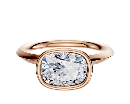 14K Rose Gold Bezel Full Bezel East/West Classic Knife Edge 2.0mm Engagement Ring