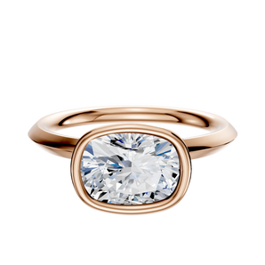 14K Rose Gold Bezel Full Bezel East/West Classic Knife Edge 2.0mm Engagement Ring