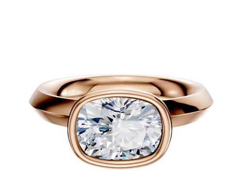 14K Rose Gold Bezel Full Bezel East/West Classic Knife Edge 3.0mm Engagement Ring