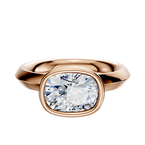 14K Rose Gold Bezel Full Bezel East/West Classic Knife Edge 3.0mm Engagement Ring