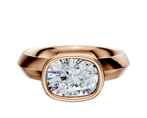 14K Rose Gold Bezel Full Bezel East/West Classic Knife Edge 4.0mm Engagement Ring