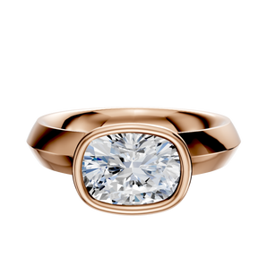 14K Rose Gold Bezel Full Bezel East/West Classic Knife Edge 4.0mm Engagement Ring