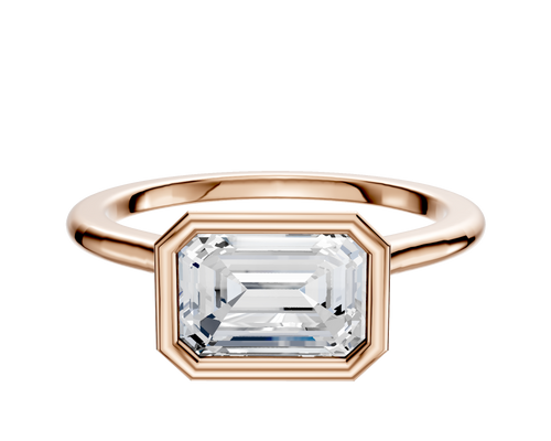 14K Rose Gold Bezel Full Bezel East/West Cathedral Dome 1.5mm Engagement Ring