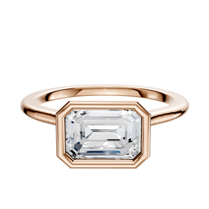 14K Rose Gold Bezel Full Bezel East/West Cathedral Dome 1.5mm Engagement Ring