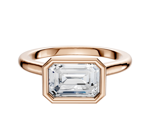 14K Rose Gold Bezel Full Bezel East/West Cathedral Dome 2.0mm Engagement Ring