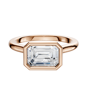 14K Rose Gold Bezel Full Bezel East/West Cathedral Dome 2.0mm Engagement Ring
