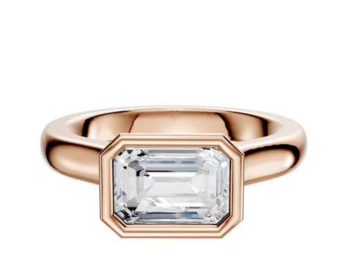 14K Rose Gold Bezel Full Bezel East/West Cathedral Dome 3.0mm Engagement Ring