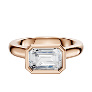 14K Rose Gold Bezel Full Bezel East/West Cathedral Dome 3.0mm Engagement Ring