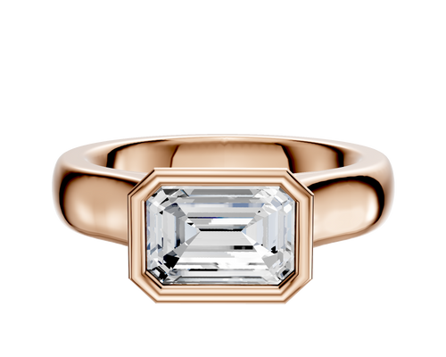 14K Rose Gold Bezel Full Bezel East/West Cathedral Dome 4.0mm Engagement Ring