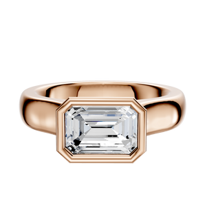 14K Rose Gold Bezel Full Bezel East/West Cathedral Dome 4.0mm Engagement Ring