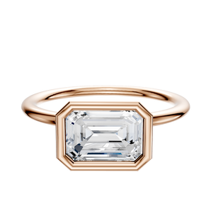 14K Rose Gold Bezel Full Bezel East/West Classic Dome 1.5mm Engagement Ring