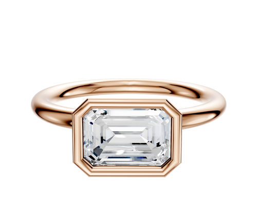 14K Rose Gold Bezel Full Bezel East/West Classic Dome 2.0mm Engagement Ring