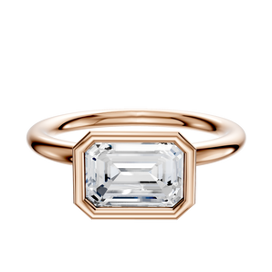 14K Rose Gold Bezel Full Bezel East/West Classic Dome 2.0mm Engagement Ring