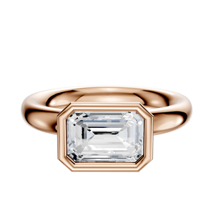 14K Rose Gold Bezel Full Bezel East/West Classic Dome 3.0mm Engagement Ring