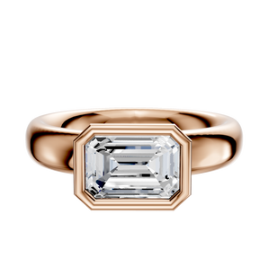 14K Rose Gold Bezel Full Bezel East/West Classic Dome 4.0mm Engagement Ring