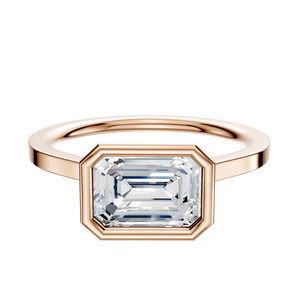 14K Rose Gold Bezel Full Bezel East/West Cathedral Flat 1.5mm Engagement Ring