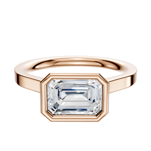 14K Rose Gold Bezel Full Bezel East/West Cathedral Flat 2.0mm Engagement Ring