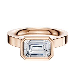 14K Rose Gold Bezel Full Bezel East/West Cathedral Flat 3.0mm Engagement Ring