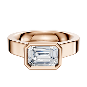 14K Rose Gold Bezel Full Bezel East/West Cathedral Flat 4.0mm Engagement Ring