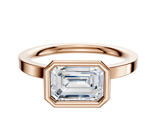 14K Rose Gold Bezel Full Bezel East/West Classic Flat 2.0mm Engagement Ring