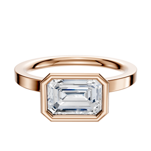 14K Rose Gold Bezel Full Bezel East/West Classic Flat 2.0mm Engagement Ring