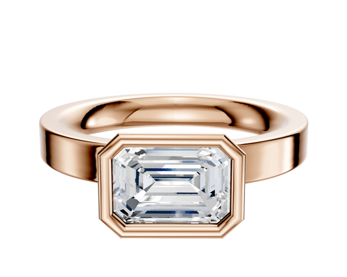 14K Rose Gold Bezel Full Bezel East/West Classic Flat 3.0mm Engagement Ring