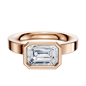 14K Rose Gold Bezel Full Bezel East/West Classic Flat 3.0mm Engagement Ring