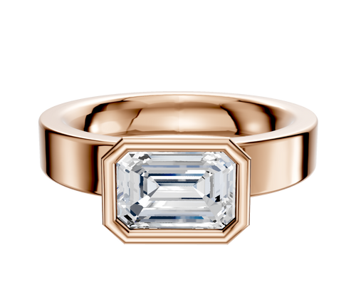 14K Rose Gold Bezel Full Bezel East/West Classic Flat 4.0mm Engagement Ring