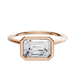 14K Rose Gold Bezel Full Bezel East/West Cathedral Knife Edge 1.5mm Engagement Ring