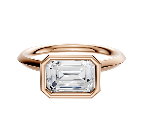 14K Rose Gold Bezel Full Bezel East/West Cathedral Knife Edge 2.0mm Engagement Ring